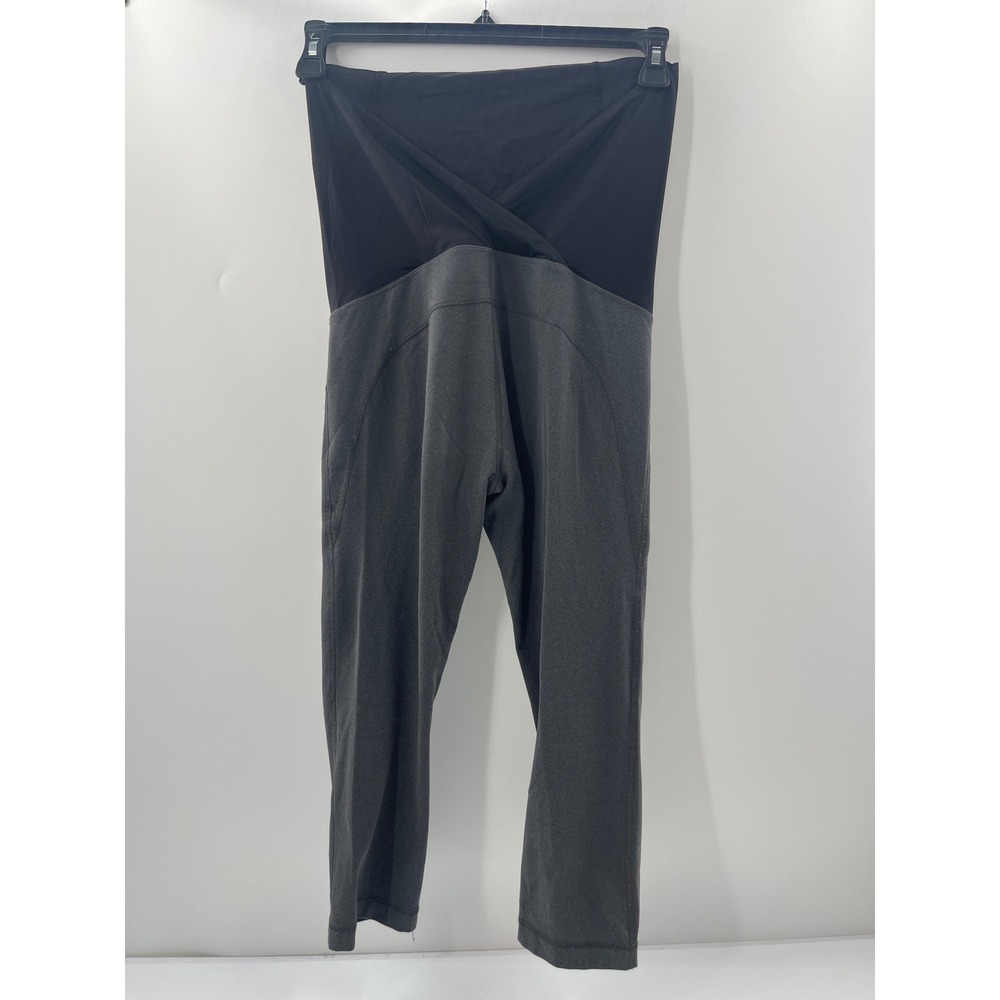 Maternity Crossover‎ Waist Leggings Charcoal Grey Black Cropped Yoga Pants